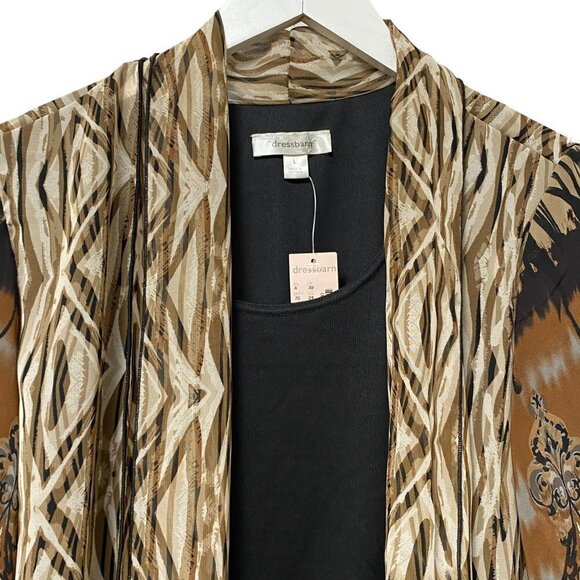Dressbarn Flowy Jacket + Tank Large Womens Top NWT Brown Black Womens Top NWT - Picture 4 of 11